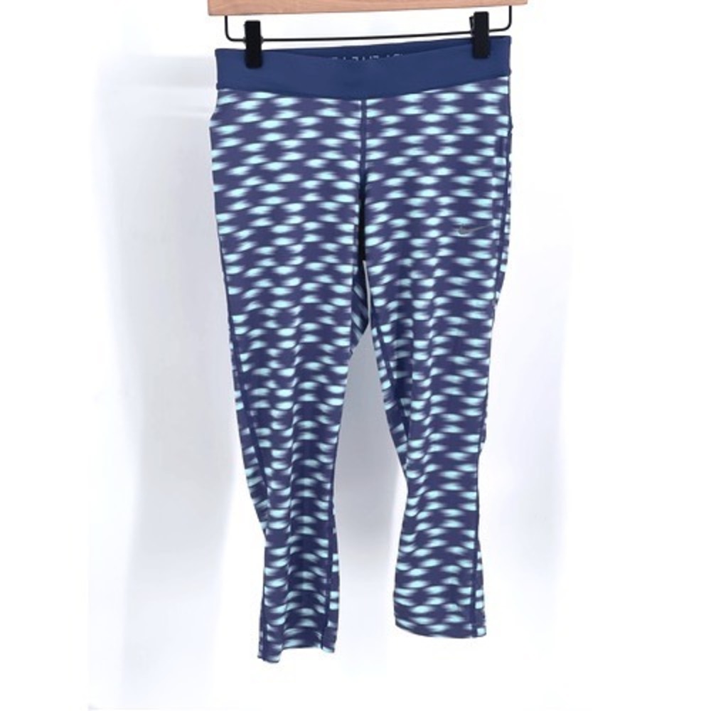 Nike Dri Fit Leggings Cropped Women's Small Run‎ Fast Blue Green Workout